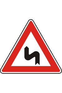 Značka A 2b Dvojitá zatáčka, první vlevo