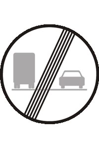 Značka B 22b Konec zákazu předjíždění pro nákladní automobily